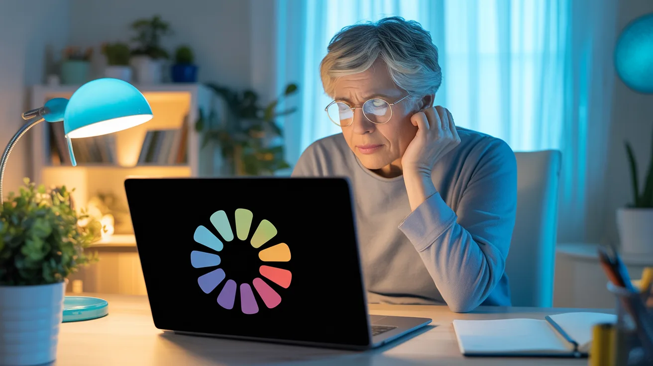 Person waiting for a slow computer to load, looking frustrated at a spinning loading icon on screen